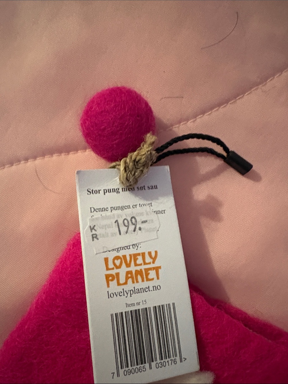 Hot Pink Felt Sheep Wristlet Clutch - Picture 2 of 3